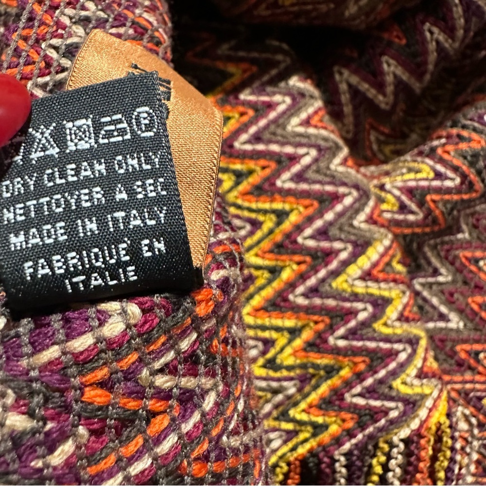 Missoni Zigzag Wool Blend Scarf in a multi color Brown orange and yellow pattern - Picture 5 of 6